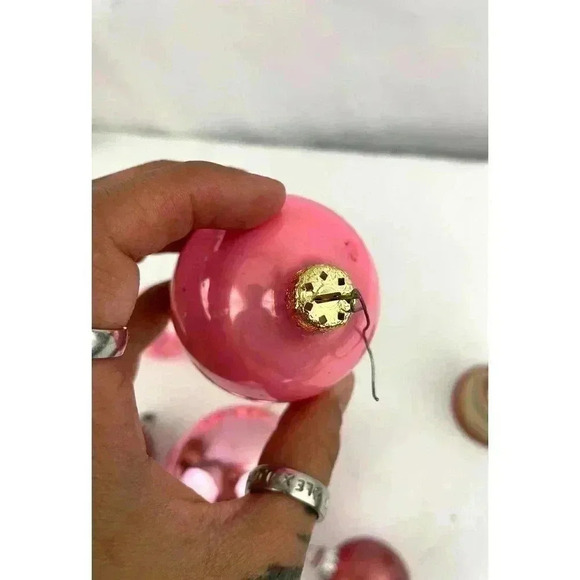 VTG Lot of 7 Ornament Bell Holiday Christmas Pink Mercury Glass - Picture 14 of 16